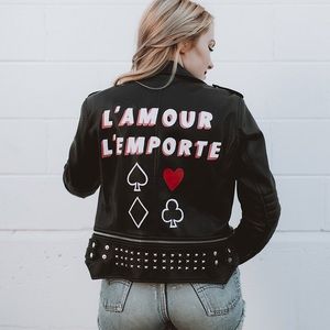 Hand painted and studded faux leather Zara jacket